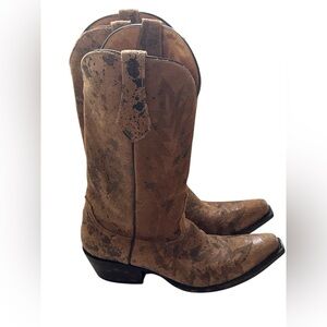 Johnny Ringo Brown Rustic distressed Western women’s Cowgirl’s Boots Sz 9 1/2